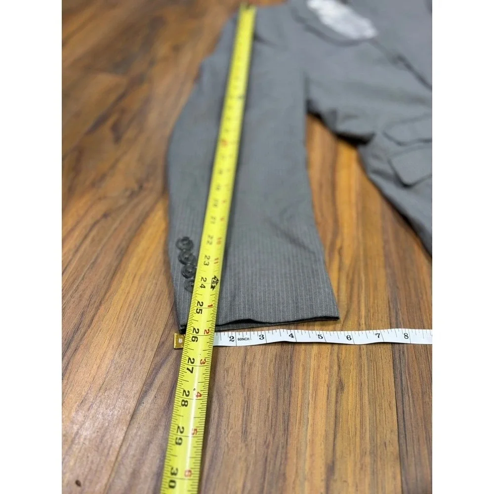 Perry Ellis Portfolio Gray Pinstripe Blazer Slim Fit Officecore Quiet Luxury